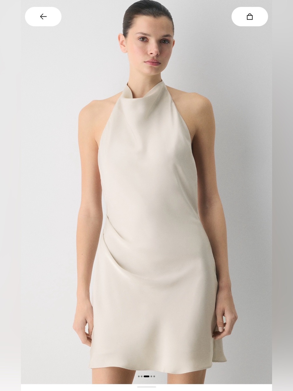 Aritzia Audience Satin Mini Dress Color Matte Pearl
